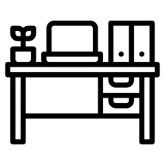 office desk furniture interior work icon