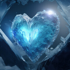 Ice heart postcard. AI render.