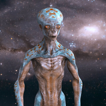 Humanoid alien, 3D illustration