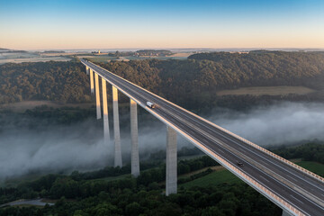  aerial view of Germany's highest motorway bridge