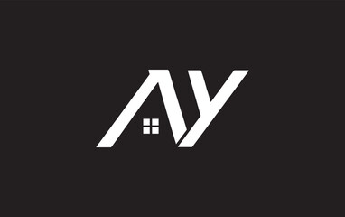 Real estate logo design icon and real estate symbol vector and flat house window monogram vector