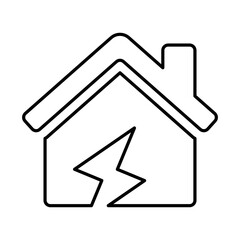 House Damage Icon in Line Style