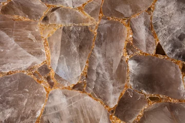  Brown smoky quartz stone slab. Gemstone background. Matt natural semi precious mineral pattern. Semiprecious texture for ceramic wall, floor digital tiles. Material for interior, exterior design. © Dmytro Synelnychenko