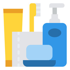 toiletries toilet paper teeth brush icon