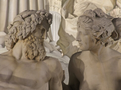 Vienna, The Pallas Athena Fountain, Detail: The Danube and the Inn looking at each other