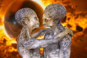 Aliens love, 3D illustration