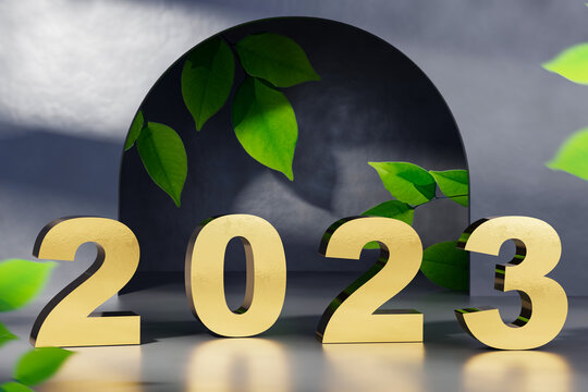 2023 number on clean color abstract background. Happy new year concept.