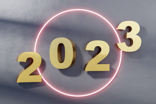 2023 number on clean color abstract background. Happy new year concept.