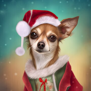 Cute Pet Dressed Up For Christmas Holidays.	