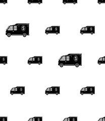 Security Cash Van Icon Seamless Pattern, Secured Money Transportation Vehicle