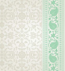 wedding card design, traditional paisley floral pattern , royal India	