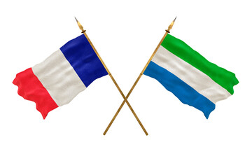 Background for designers. National Day. 3D model National flags  of People's Republic of France and Sierra Leone