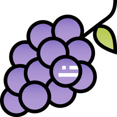 grapes filled color line icon