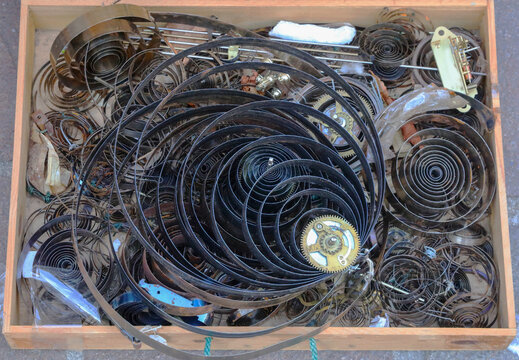 ancient gear and old spring of clocks