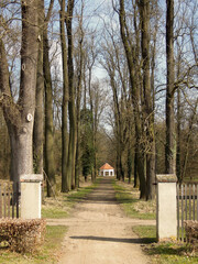 Sand path to the gazebo in the castle garden