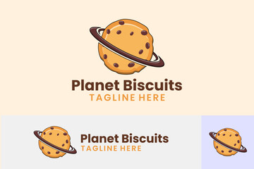 Flat planet biscuits logo template design icon logotype vector art illustration