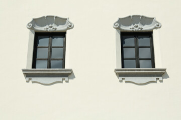 Exterior of beautiful residential building with windows