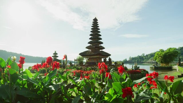 Flowers at Ulun Danu Beratan Temple, Bali, Indonesia