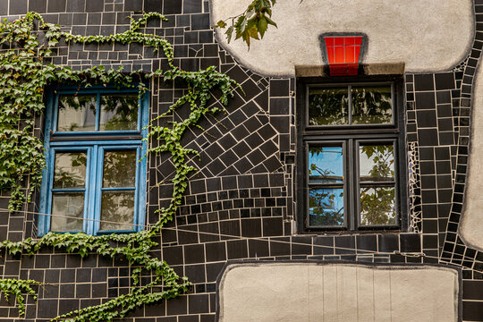 Vienna, Austria, September 28 2022, Hundertwasser house in Vienna, Austria. Tourist attraction, unusual building. Europe travel.
