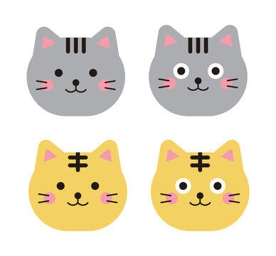 cat character illustration icon set with cute and smiling expressions.