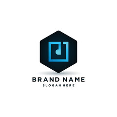 Obraz premium Hexagon Color Logo Vector Icon Illustration Simple Style