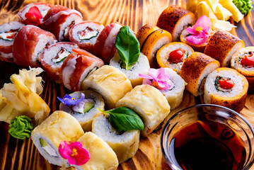 fish sushi roll in plate