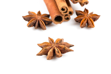 Stars anise and cinnamon isolated