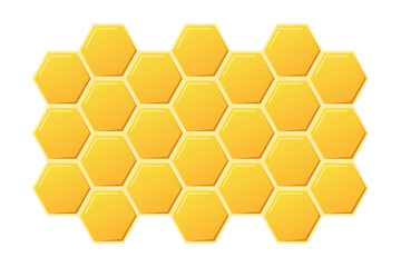 Abstract honeycombs design. Gold honey hexagonal cells texture. Geometric hive hexagonal honeycombs. Vector illustration