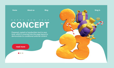 Winter Season Holidays, Corporate Party Event Celebration Landing Page Template. Tiny Characters Celebrate New Year at Huge 2023