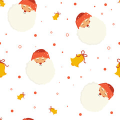 Santa Claus on a white background, Christmas seamless pattern. New Year's background. Vector pattern design