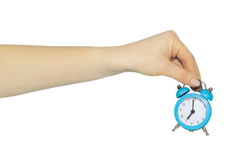 alarm clock in hand, hand over or discard alarm clock