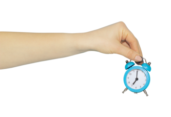 alarm clock in hand, hand over or discard alarm clock