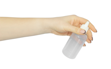 jar with medicine in hand , concept to pass or throw away medicine