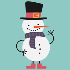 cute snowman with hat and scarf