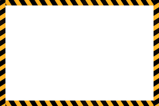 Illustration frame of yellow black framed lines of barrier tapes on isolated background. Barrier tape danger unsafe area warning lines, do not enter. Concept no entry, no people. Copy text space