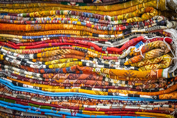 Fototapeta na wymiar pile of moroccan berber carpets, morocco