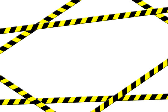 Illustration frame of yellow black random order horizontal lines of barrier tapes on isolated backdrop. Barrier tape danger unsafe area warning lines, do not enter. Concept no entry. Copy text space