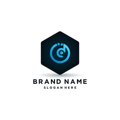 Abstract Trendy Hex Logo Design Template With D Letter.