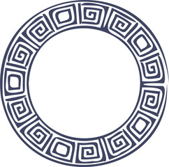 Circle Greek frame. Round meander border. Decoration elements pattern.