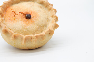 meat and pea pie from mallorca isolated on white background 