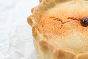 close up meat and pea pie from mallorca