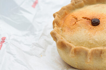 close up meat and pea pie from mallorca