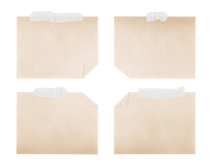 blank sticky notes, post-it notes with tape strips on transparent background, png file