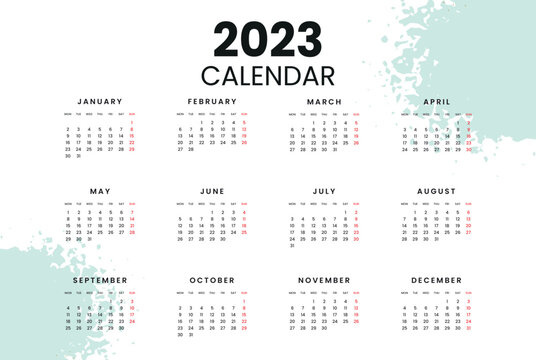Happy new year Nice 2023 printable calendar template desk stationery