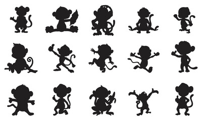Fototapeta premium Set of dog silhouette vector isolated on white background animal coloring book for kids cartoon vector dog illustration