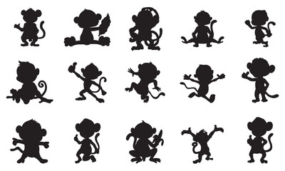 Fototapeta premium Set of dog silhouette vector isolated on white background animal coloring book for kids cartoon vector dog illustration