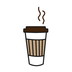 Cup of coffee, cappuccino, espresso, tea simple vector color illustration isolated on white background