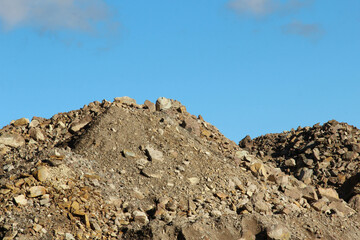 Piles with gravel och rocks