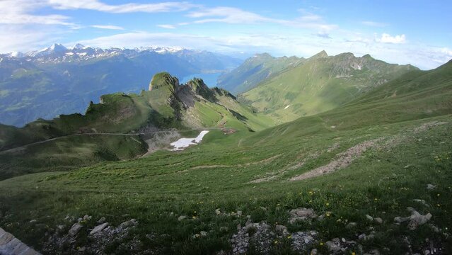 Brienz Rothorn Railway climbing from Brienz, at the eastern end of Lake Brienz, to the summit of the Brienzer Rothorn in the swiss Alps