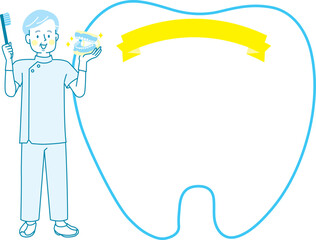 歯磨きの指導をする歯科医師のベクターイラスト素材